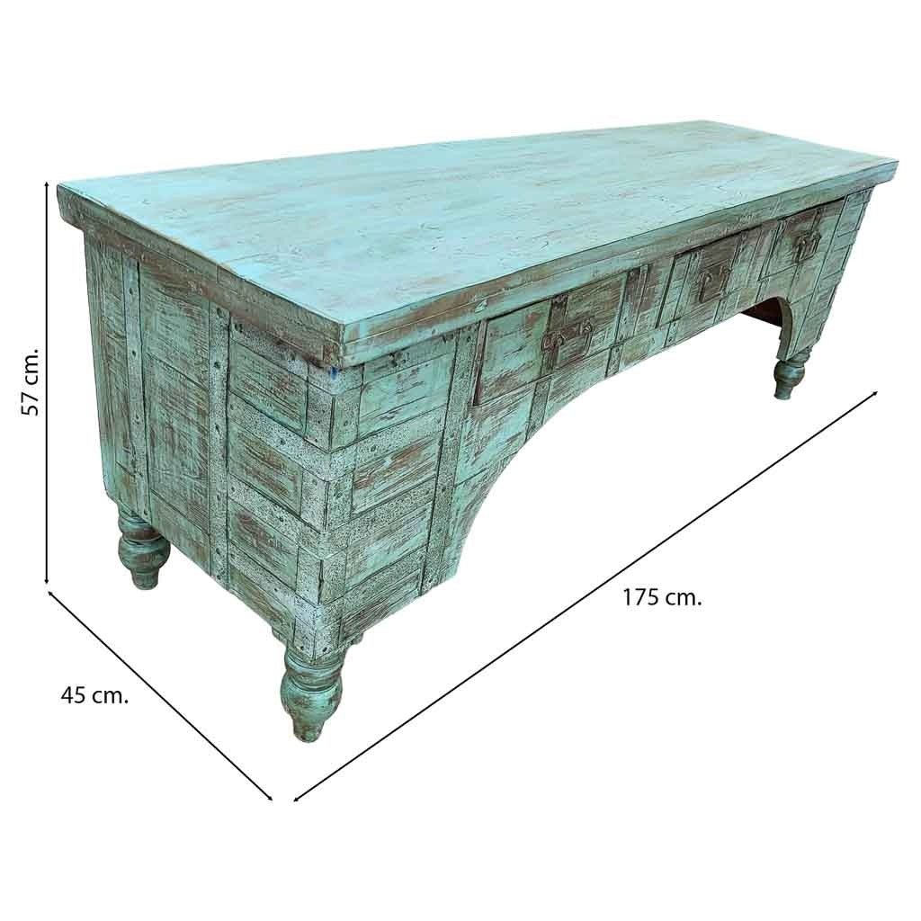 Mobile basso artigianale in legno 165-175x45x57h cm