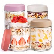 Contenitore per cereali 500ml - Pentola per notti in campeggio - Vaso di vetro alimentare sicuro - Coperchio - Inerte al BPA - Facile da utilizzare - Pentola per conservazione alimentare