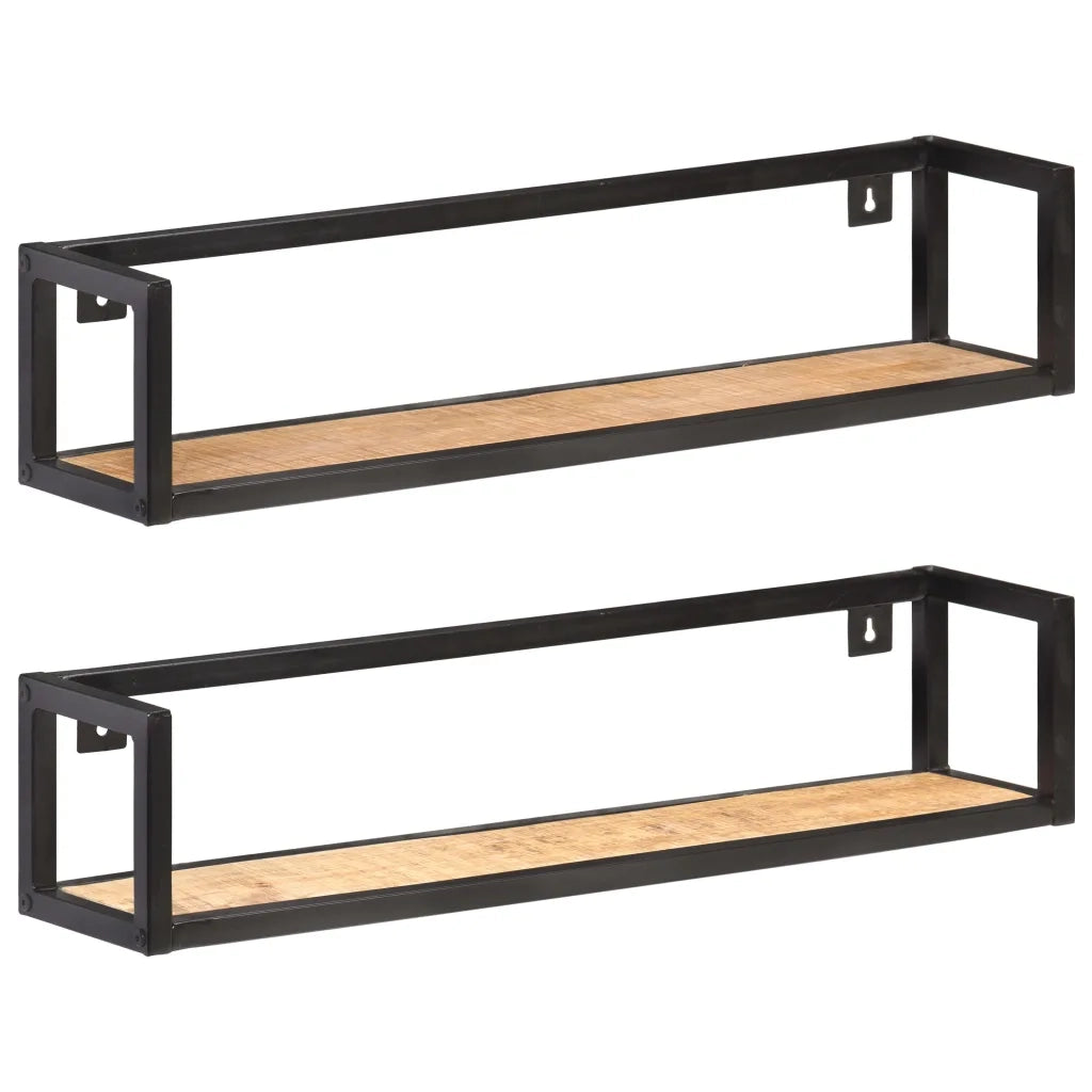 Mensole a Muro 2 pz 80 cm in Legno Massello di Mango Grezzo cod mxl 62022