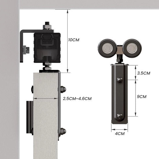 Sistema a doppia anta 0,9 m - Sistema a doppia anta - Adatto per 2 Porte - Acciaio resistente all'usura - Massimo 150 kg per Porta - Rulli silenziosi - Sistema porta