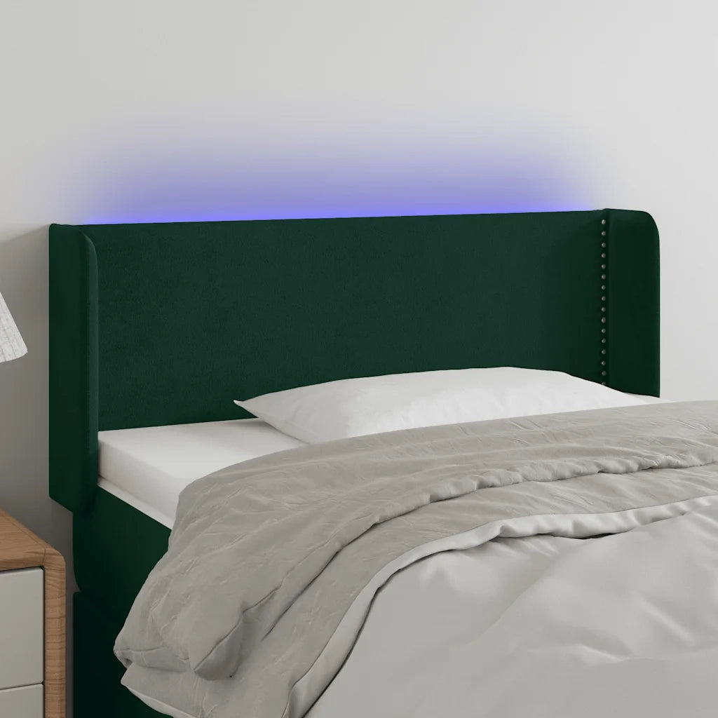 Testiera a LED Verde Scuro 103x16x78/88 cm in Velluto