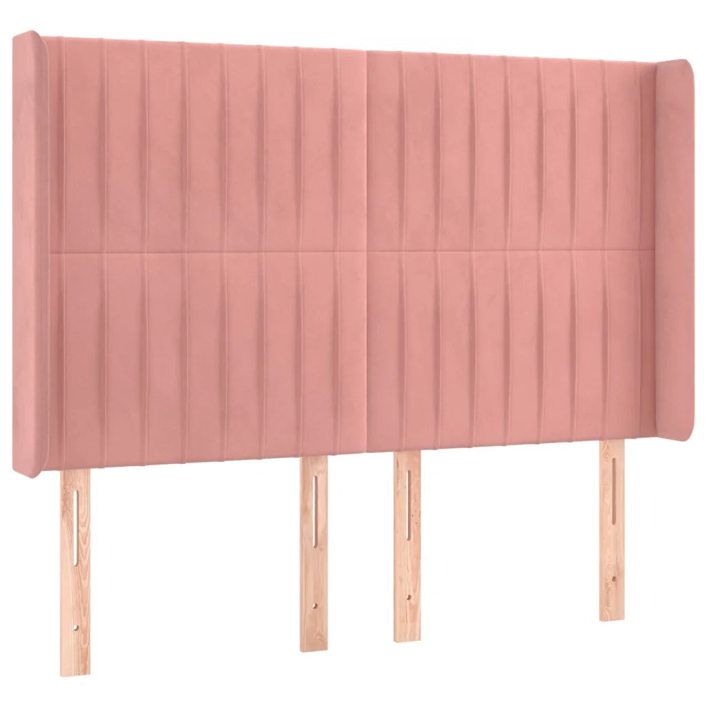 Letto a Molle con Materasso e LED Rosa 140x190 cm in Velluto