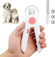 Taglierino LED per Animali Domestici - 2-in-1 Taglierino e Limatore per Artigli con Luce LED e Limatore per Artigli - Adatto per Cani, Gatti, Conigli - Resistentente all'Acqua - Rosa