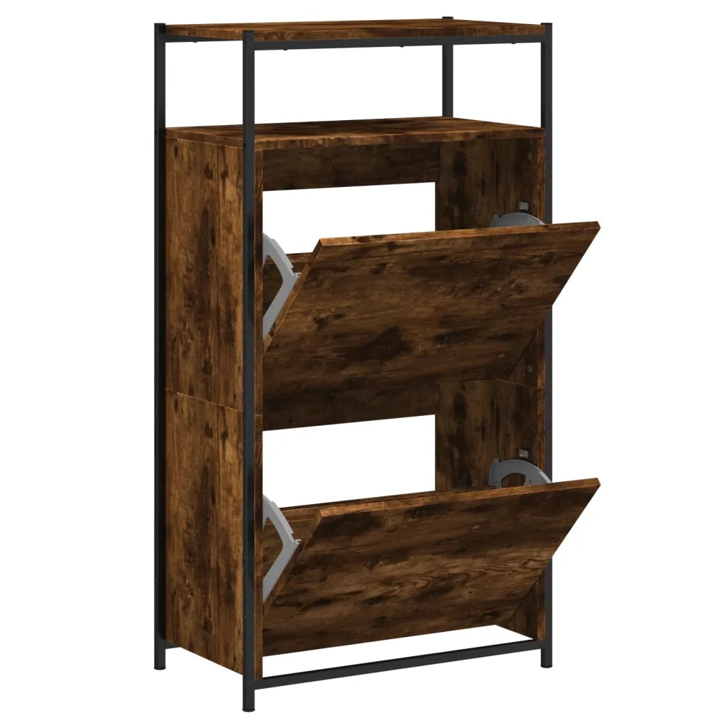 Scarpiera | Mobile per scarpe Rovere Fumo 60x34x112 cm in Legno Multistrato