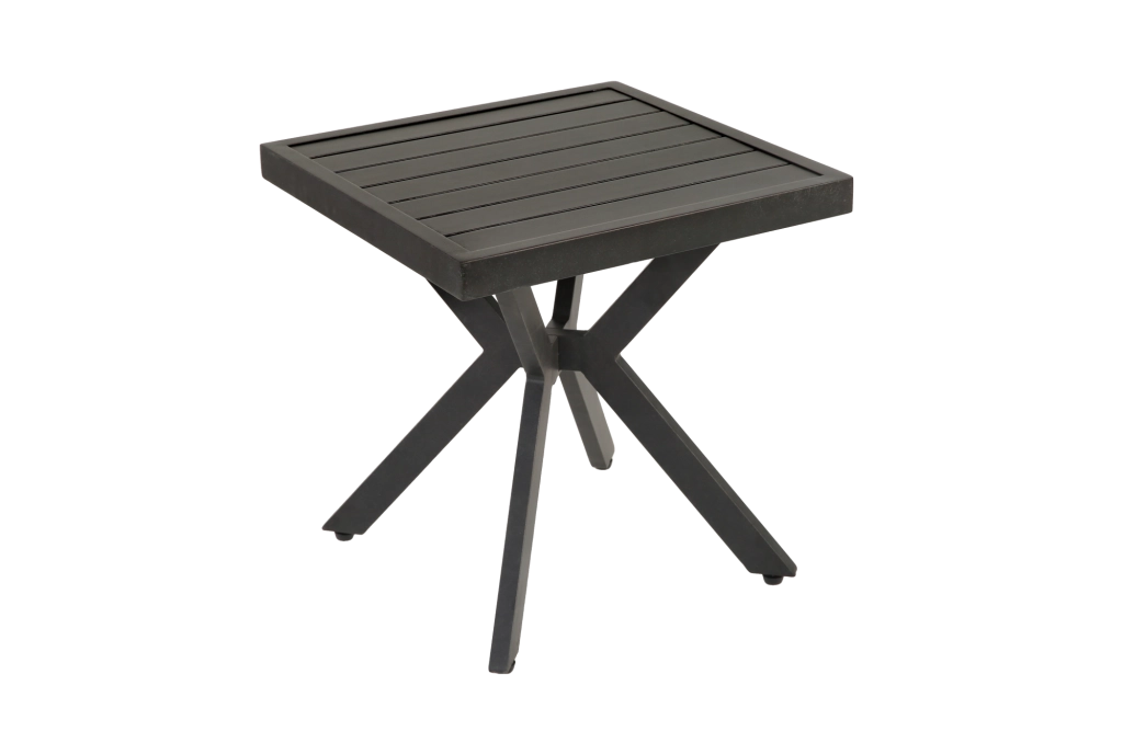 Tavolino laterale 45x45x47 cm; resistente a ruggine e intemperie; alluminio; marrone scuro