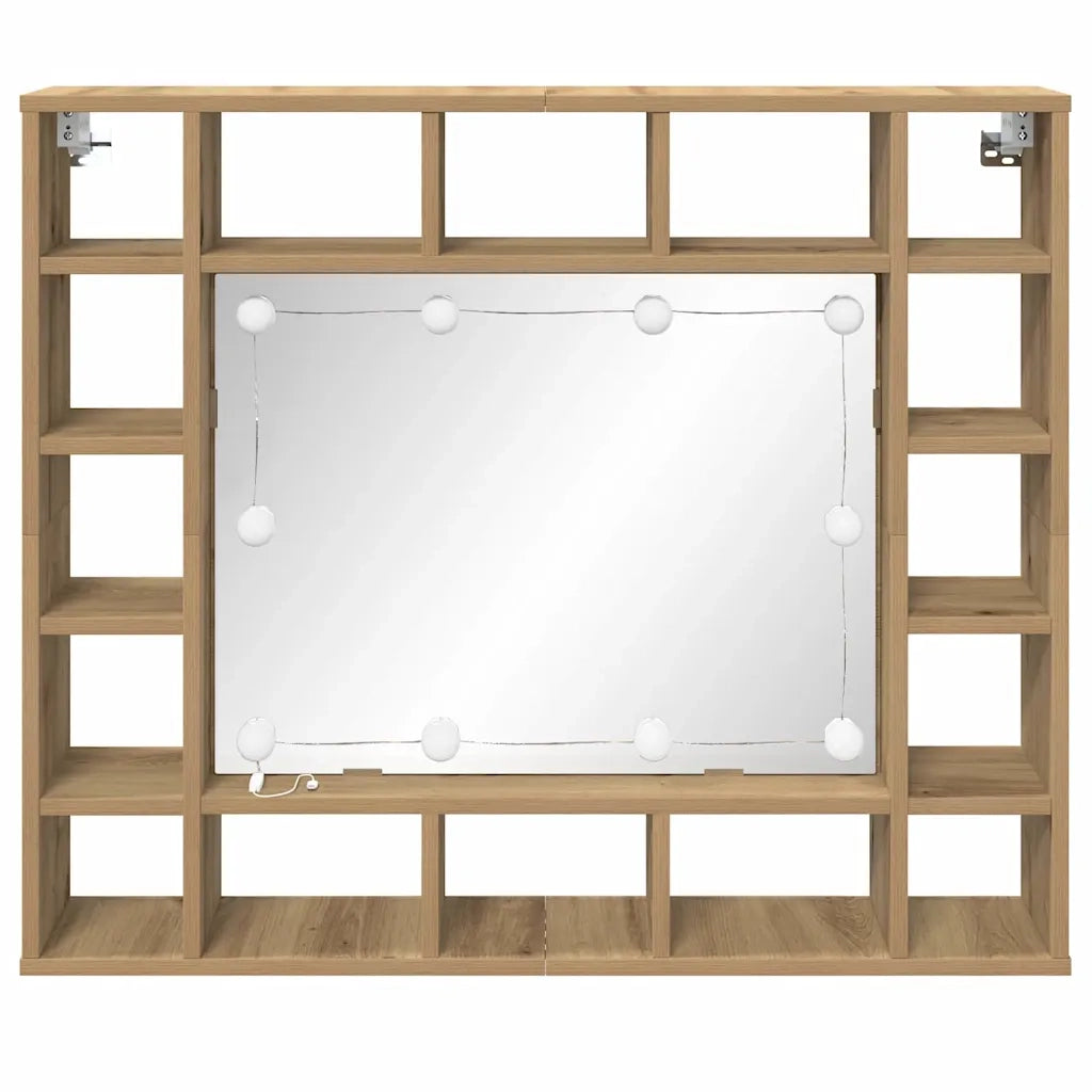 Mobiletto per specchio-Mensola con Specchio Rovere artigianale 91 x 15 x 76,5 cm