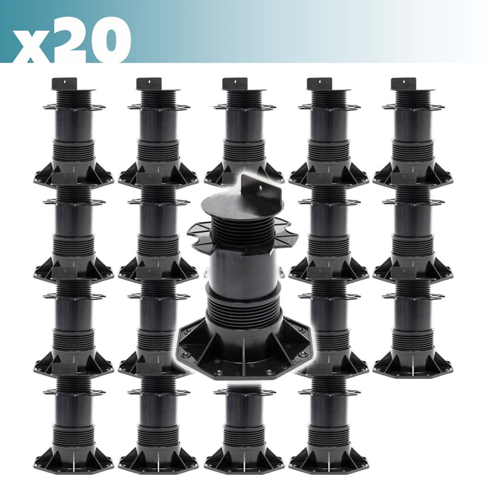 Set 20 supporti per pavimenti galleggianti Altezza regolabile 140-210mm Max 2700 kg Piedini per decking