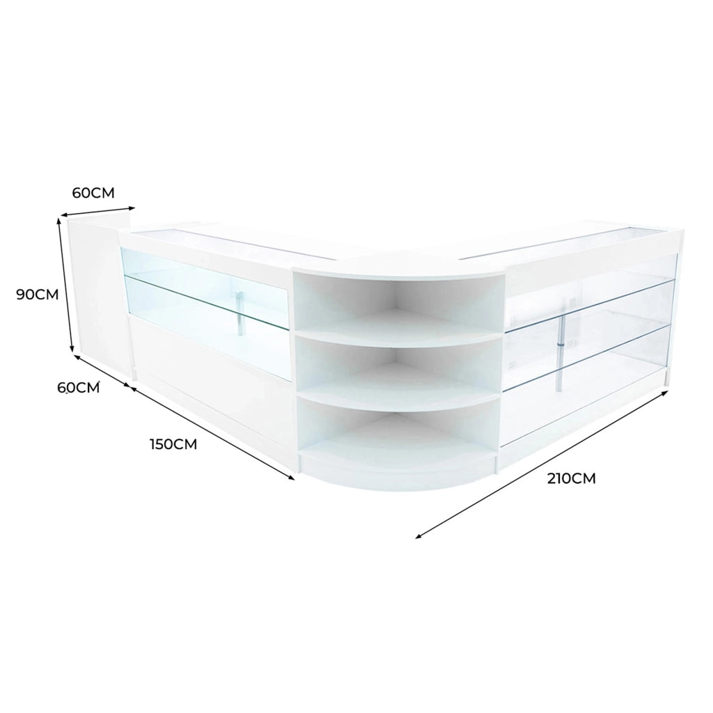 Set Banconi Bianco Theia LED K1500 C1500 LM60 TB60 con Serratura e Vetrina