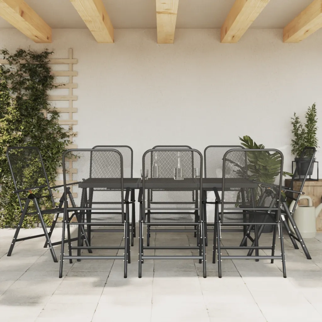 Set da Pranzo da Giardino 9pz Antracite in Rete Metallica 3211823