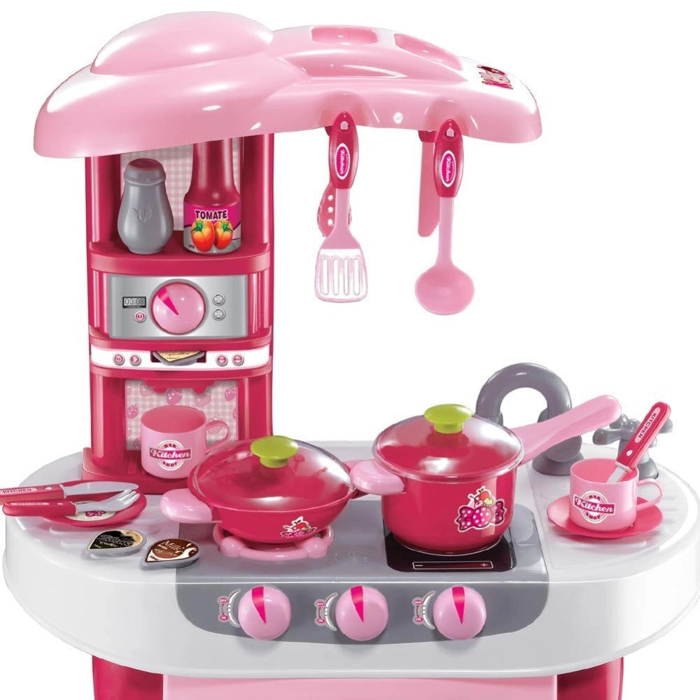 Trade Shop - Cucina Per Bambine Giocattolo 31 Accessori Con Stoviglie Luci Suoni Altezza 70cm -