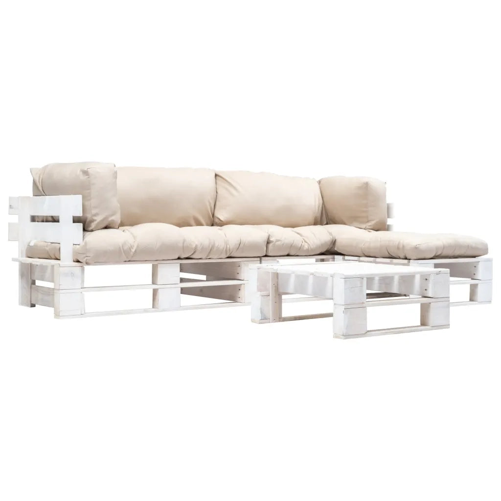 Divani da Giardino su Pallet 4 pz Cuscini Sabbia in Legno cod mxl 44988