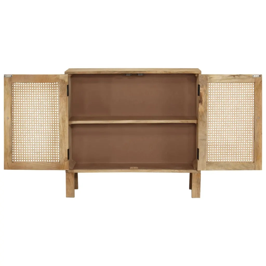Credenza 80x30x73 cm Legno Massello di Mango e Canna Naturale 287742