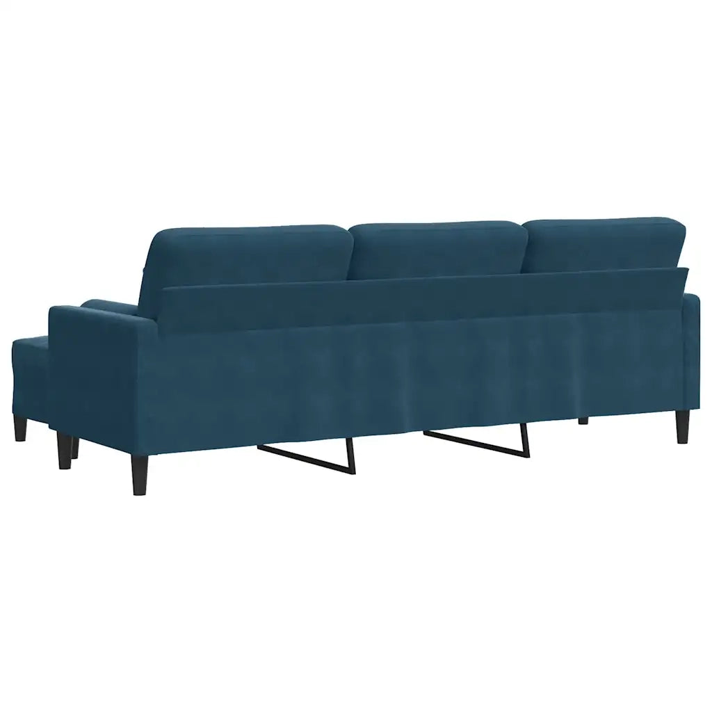 vidaXL Divano a 3 Posti con Poggiapiedi Blu 210cm in Velluto