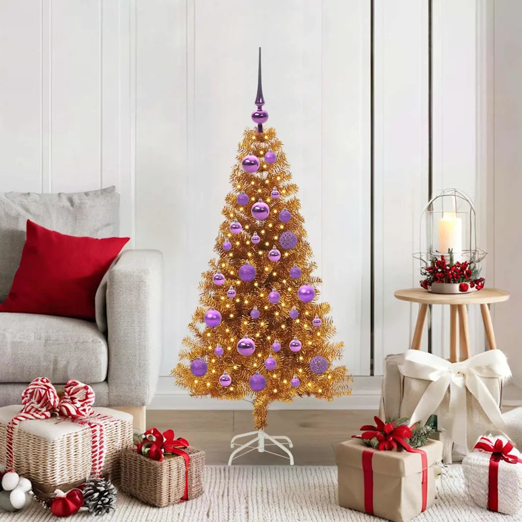 Albero di Natale con 150 LED con supporto Oro 120 cm PET 3396609