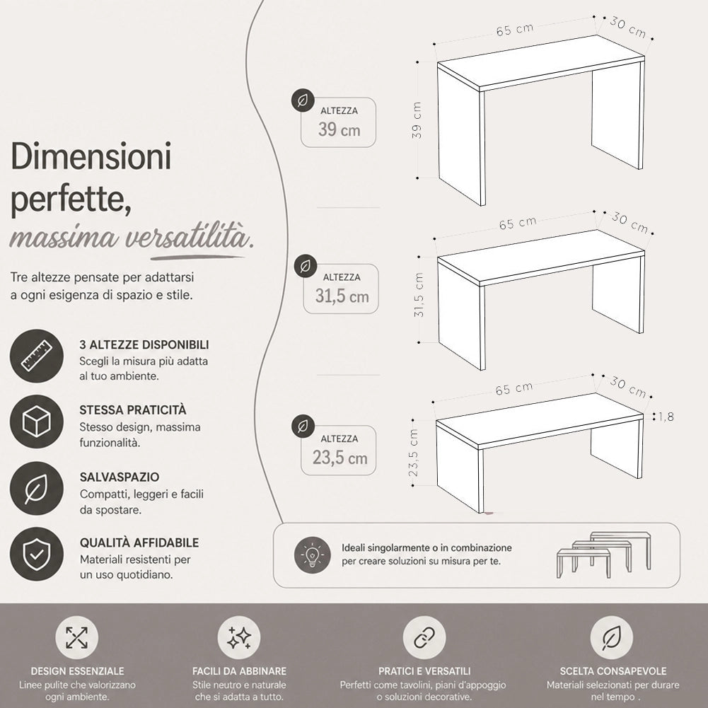 Tavolino Caffe Divano Salotto Rettangolare 3Pz Moderno Legno Moka e Antracite