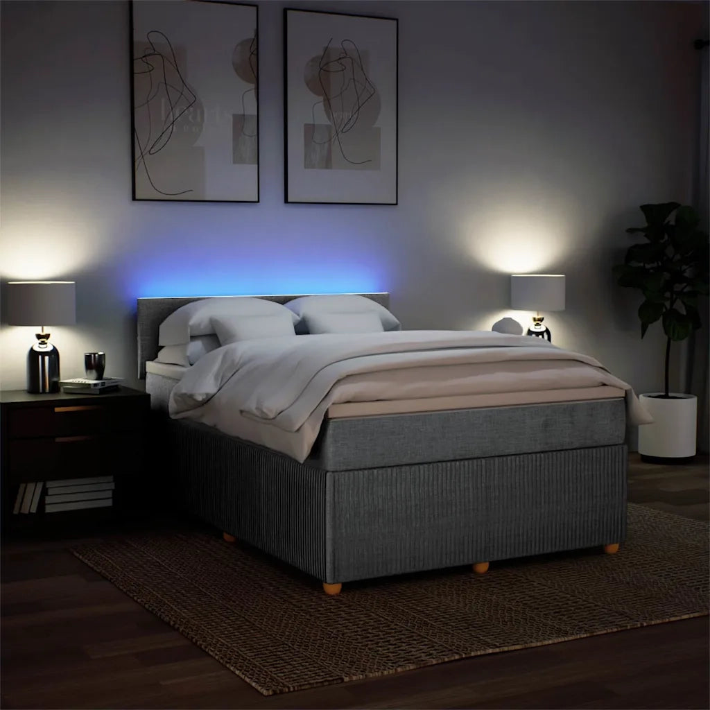 Giroletto a Molle con Materasso Grigio Chiaro 160x200cm Tessuto