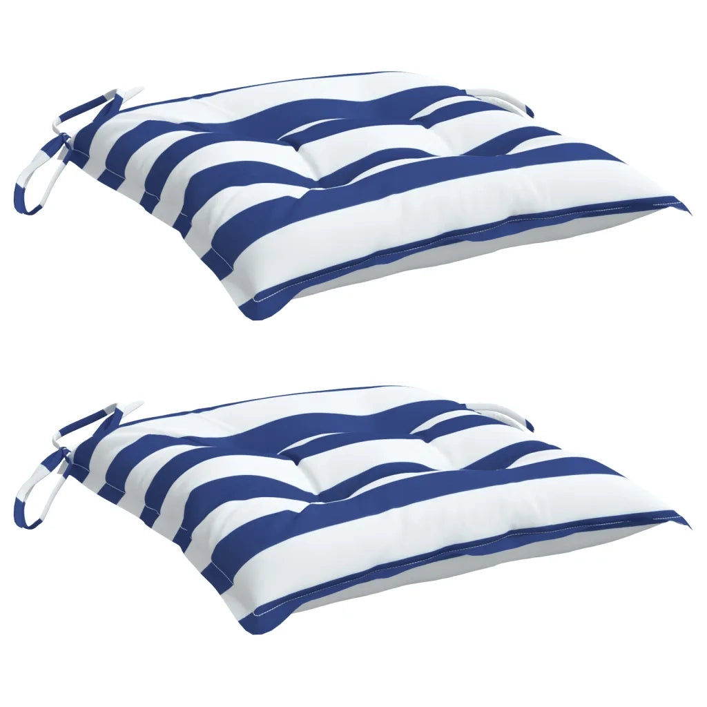 Cuscini per Sedia 2pz Strisce Bianche e Blu 40x40x7 cm Tessuto