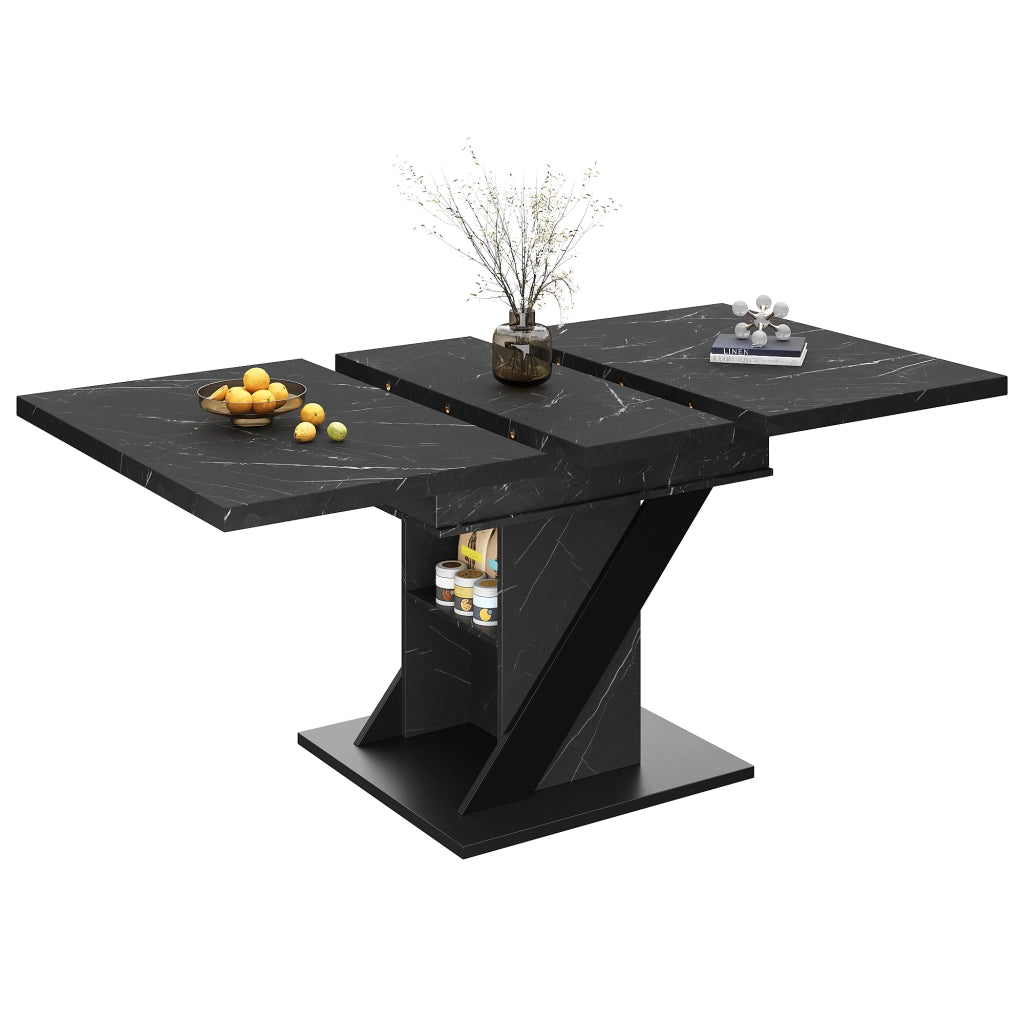 Tavolo da pranzo allungabile 110x80x75 cm; salvaspazio; MDF; nero