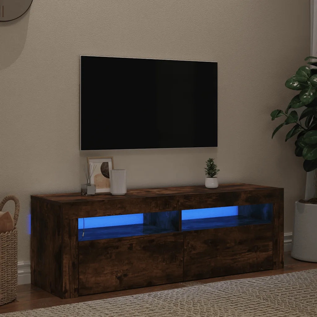 Mobile Porta TV con Luci LED Rovere Fumo 120x35x40 cm 815687