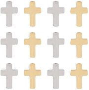 Accessori religiosi - Croce metallica a filo - Acciaio inossidabile - 12 pezzi - Accessori per gioielli - 2 colori