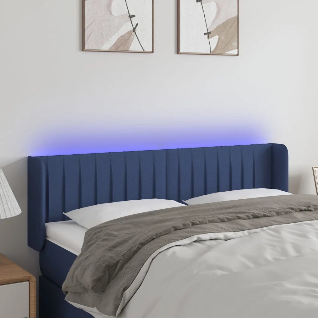 Testiera | Testata a LED Blu 147x16x78/88 cm in Tessuto