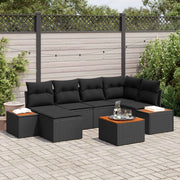 Set Divano da Giardino con cuscino 7 pcs Nero Polyrattan