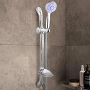 Trade Shop - Saliscendi Con Soffione Doccia 3 Funzioni Getti Asta 67 Cm Cromato Bagno Vasca -        2
