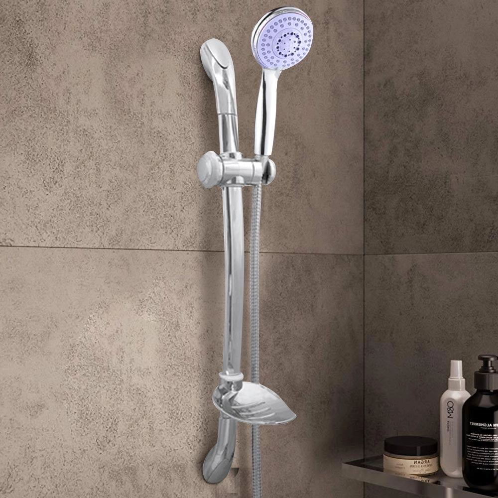 Trade Shop - Saliscendi Con Soffione Doccia 3 Funzioni Getti Asta 67 Cm Cromato Bagno Vasca -        2