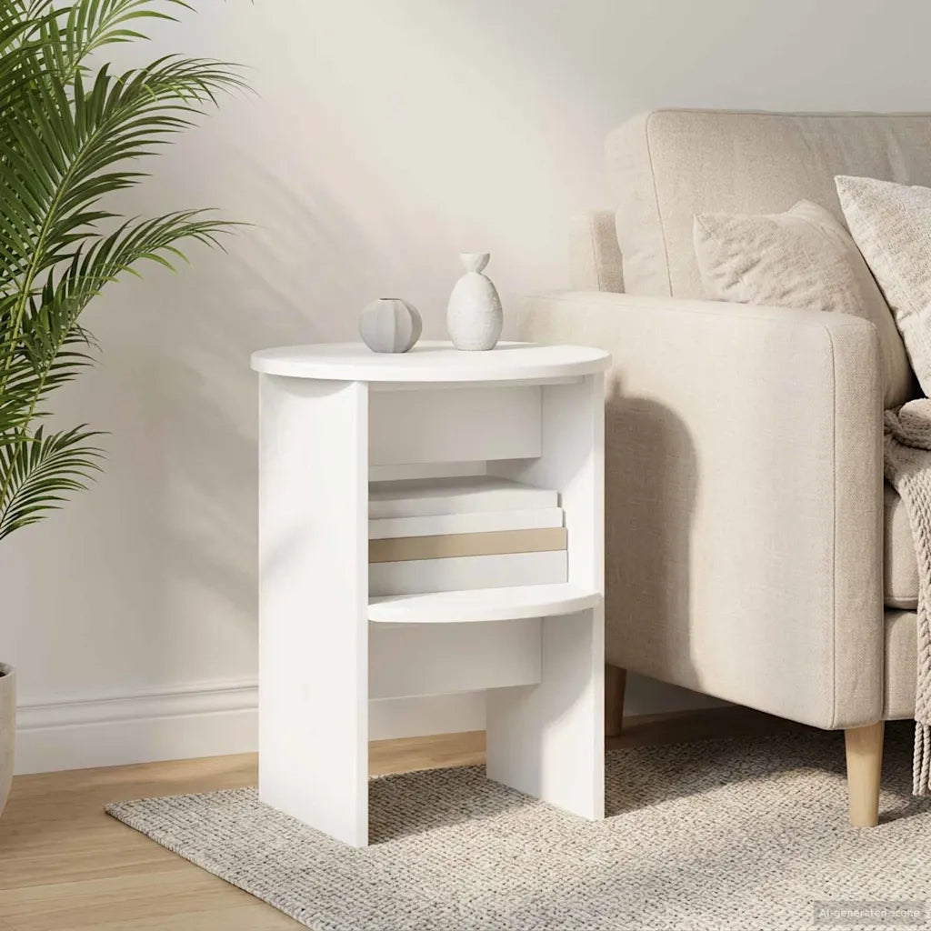 Mobile laterale 2 pcs Bianco Ø40 x 50 cm Legno ingegnerizzato 899817