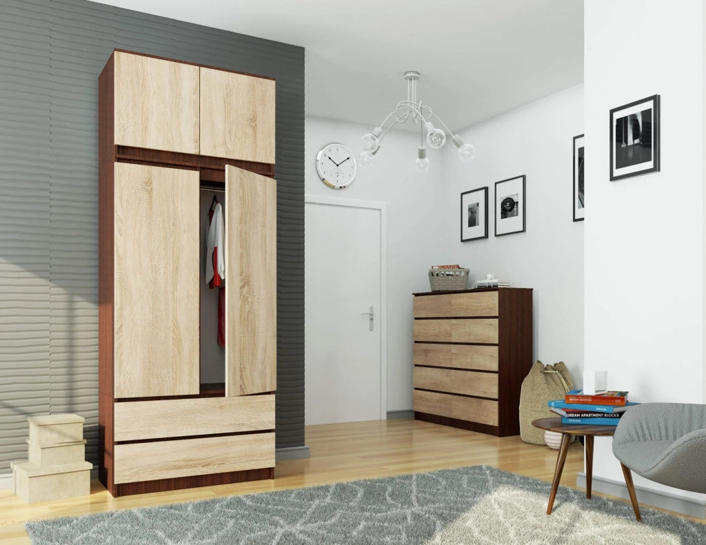 Sopralzo per armadio AKORD S90 Wengé 90 cm 2 ante inserto frontale Sonoma Quercia 90x51x55 cm