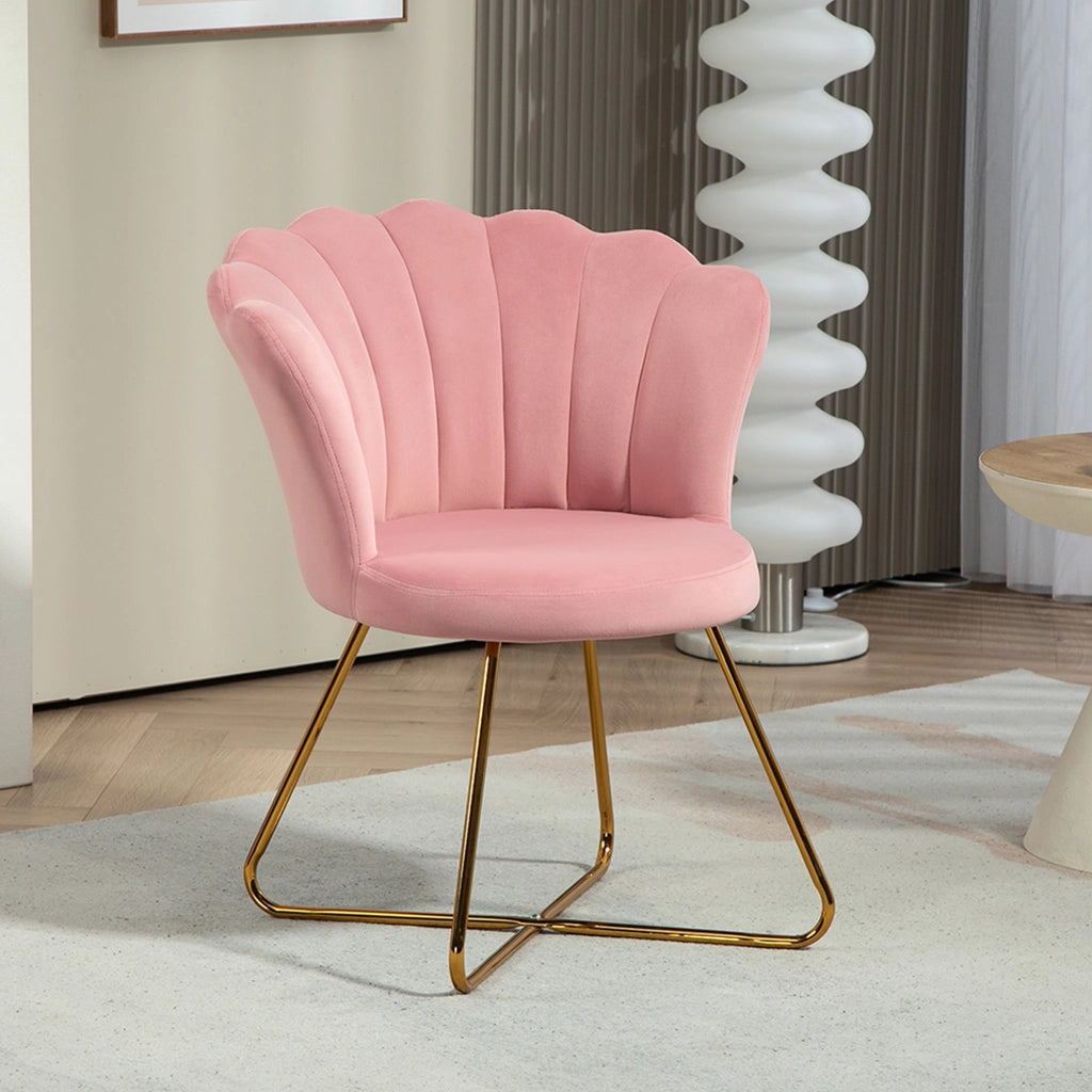 Poltrona in velluto con gambe in acciaio ¨C Zephmum ¨C Rosa 69x64x80 cm