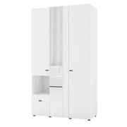 Armadio Camera da Letto Patzcu, Guardaroba 3 Ante Appendiabiti, 117x52 cm Bianco Opaco