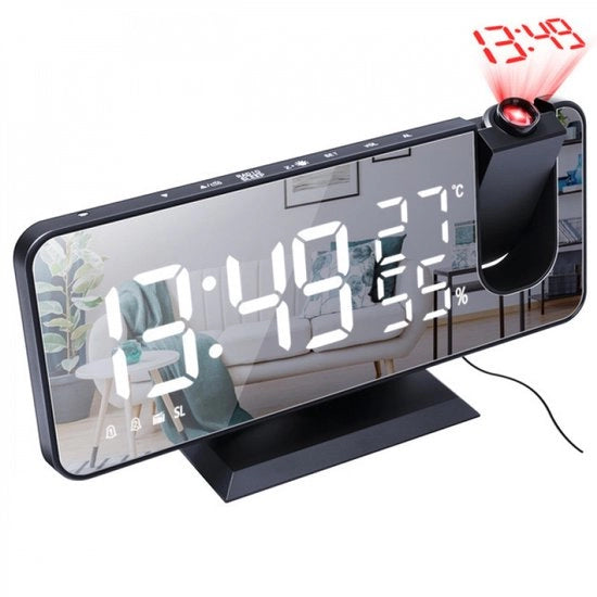 Wekker Proiettivo Digitale con Proiezione - Orologio con Collegamento USB - Display LED - Dimmer automatico per regolare la chiarezza della proiezione