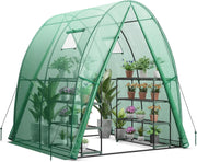 Serra da Giardino 181 x 181 x 200 CM, Serra a Tunnel da Esterno con 2 Porte con Zip, 2 Finestre, Copertura in PE Impermeabile e Tasche Laterali, Serra Invernale per Giardino (Verde)