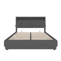 Letto 160x200cm imbottito - Xylo - LED USB tasche laterali idraulico