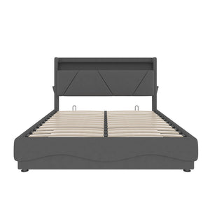 Letto 160x200cm imbottito - Xylo - LED USB tasche laterali idraulico