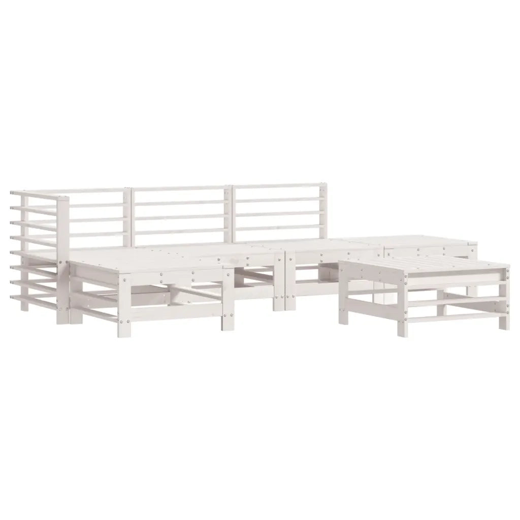 Set Salotto da Giardino 6 pz Bianco in Legno Massello di Pino 3186327