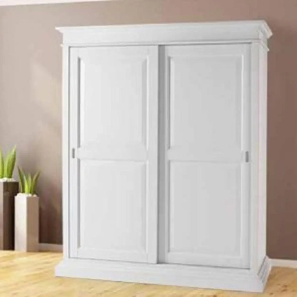 Armadio Berlino in legno Shabby chic ante 2 scorrevoli bianco