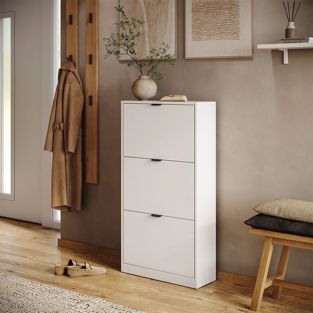 Scarpiera da ingresso Gizmo Bianco/Nero 59 x 112 cm con 3 scomparti Vicco