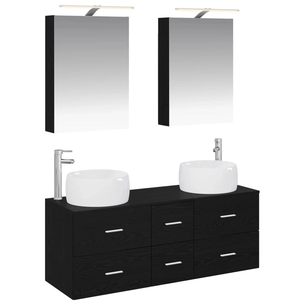 Set di mobili per il bagno 5 pcs Rovere Nero 3407032
