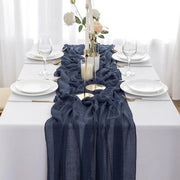 Tela da tavola per matrimonio mousseline 3m x 80cm tovaglia da tavola stoffa blu scuro