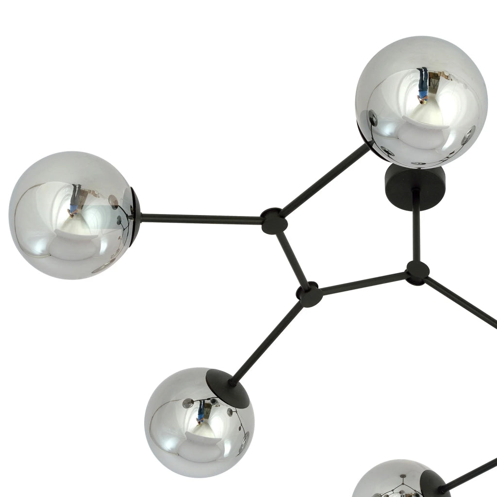 Plafoniera Minimal Iperione Acciaio Nero Grigio 6 Luci E14 Ip20