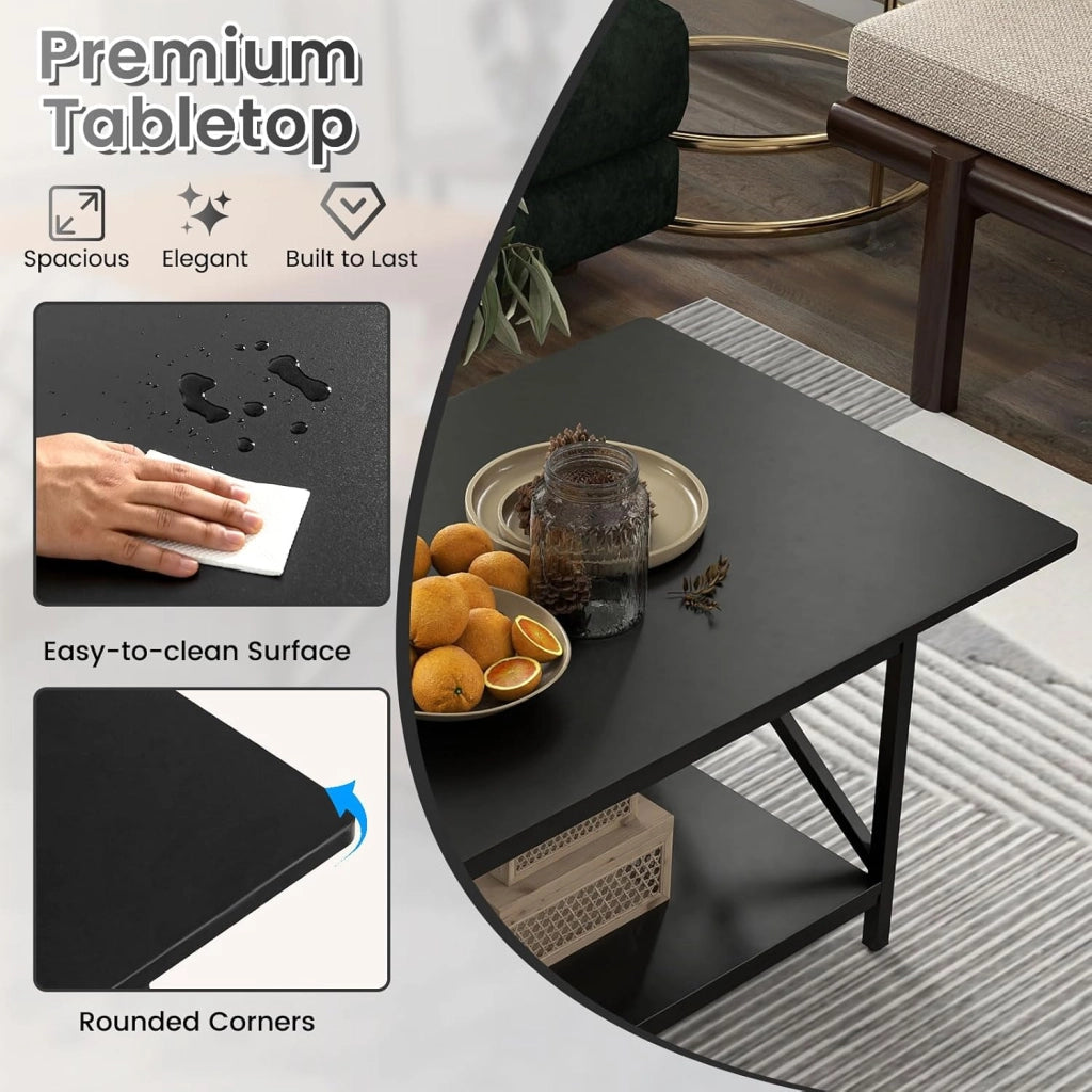 Tavolino a 2 Livelli a Forma di X, Tavolo da Caffè in Stile Industriale, Moderno per Soggiorno, Ufficio, Camera da Letto, Gambe Regolabili, 110x60x48cm, 2 Colori