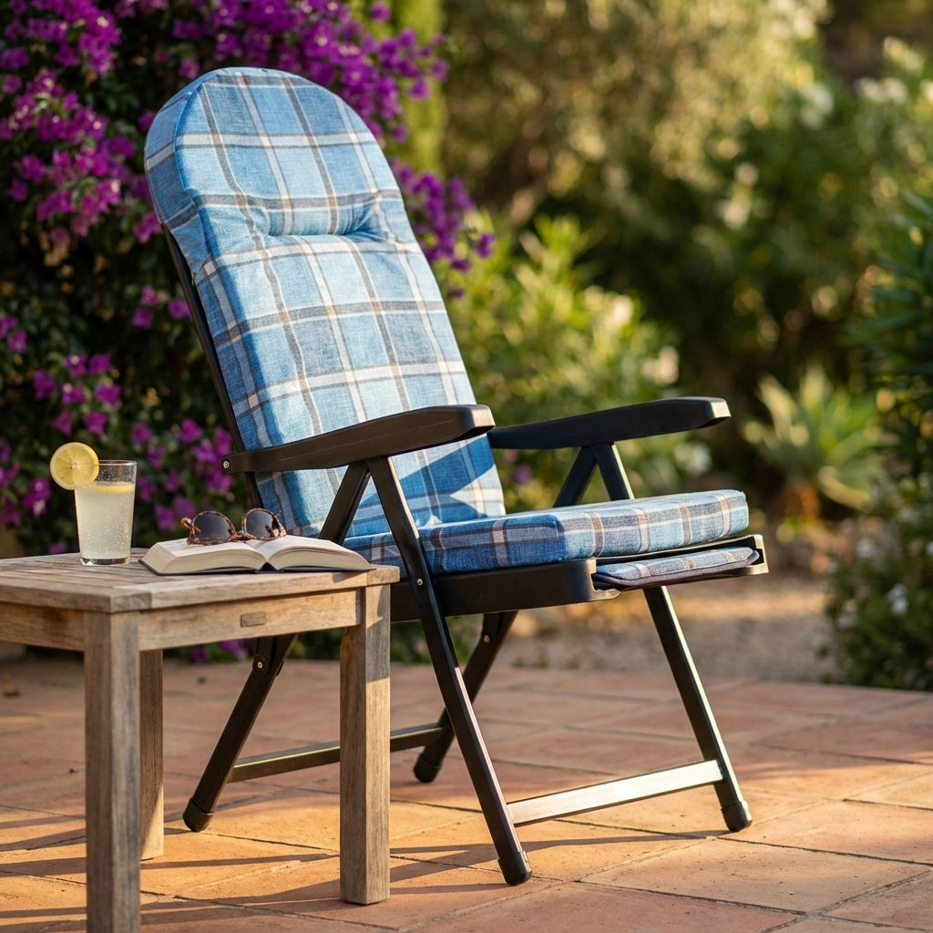 Poltrona Sdraio relax reclinabile in Tessuto Acciaio cm 155x60x60 - QUENTIN
