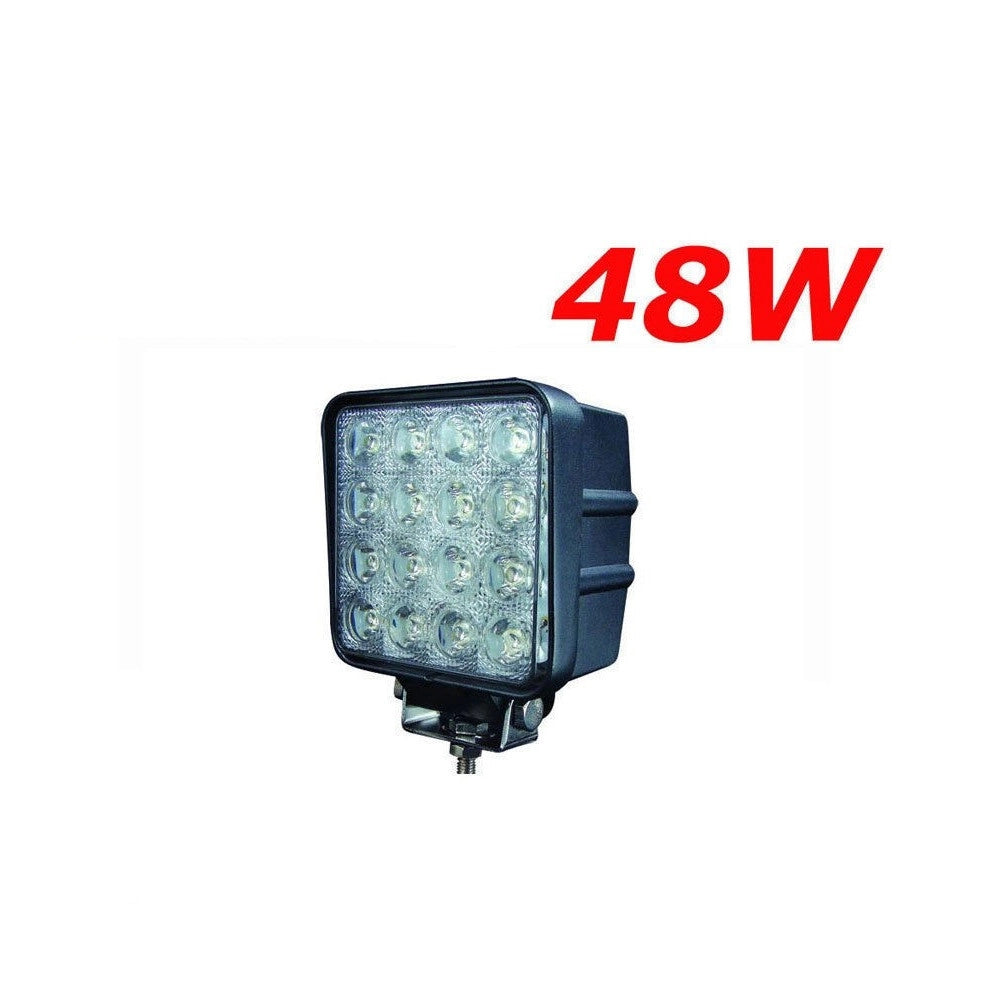 Trade Shop - Faro Supplementare Profondità 12v 16led 48w Auto Fuoristrada Quadrato 6000k Ip68 -