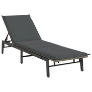 Lettino Prendisole | Sdraio da giardino | Lettino da sole con Cuscino Grigio in Polyrattan