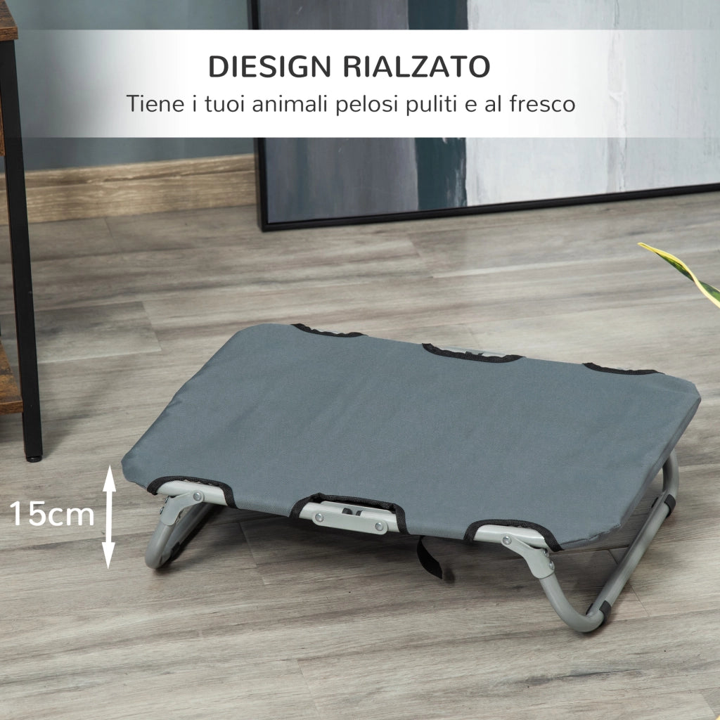 Lettino per Cani Pieghevole in Acciaio e Tessuto ¨C zephmum ¨C Grigio 59x46x15 cm