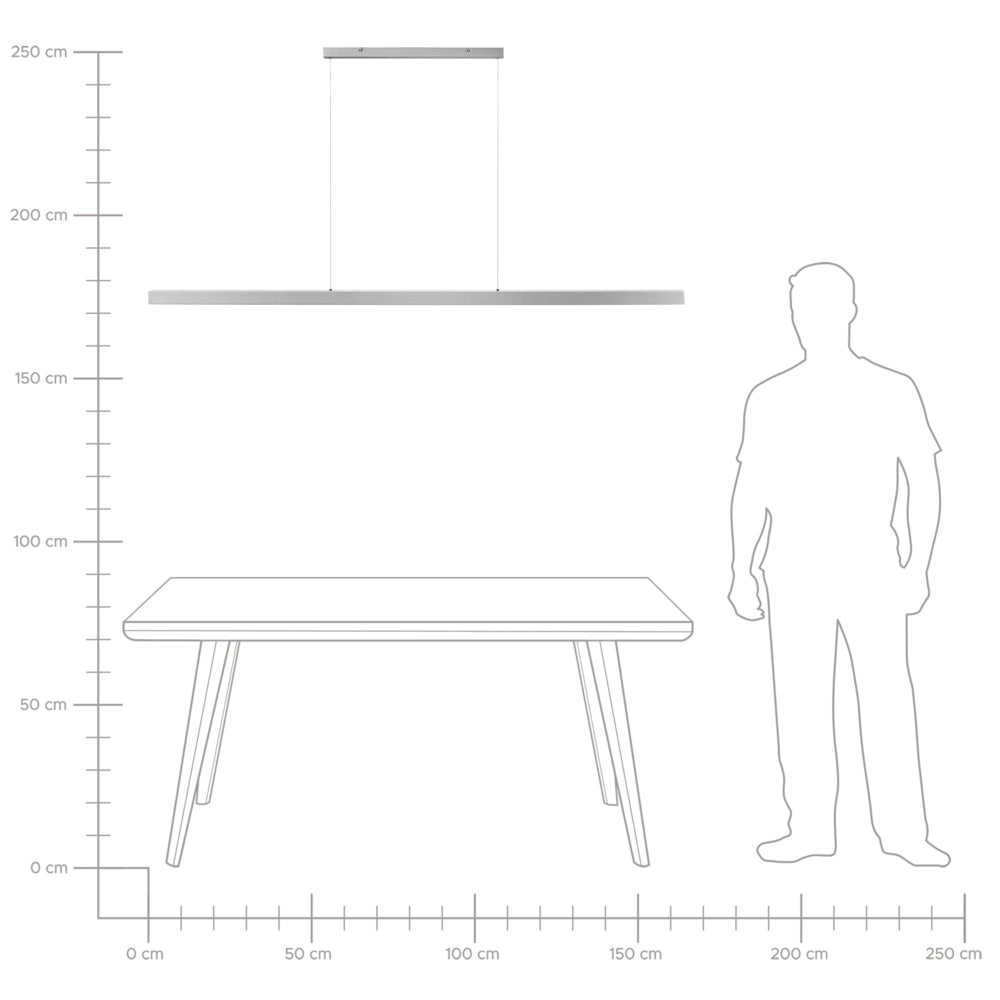 Lampada a sospensione lineare a LED in metallo argento 180 cm stile industriale forma minimalista
