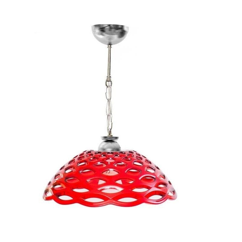 LAMPADARIO DA SOFFITTO IN ACRILICO TRAFORATO 30 X 40 CM IN COLORE ROSSO