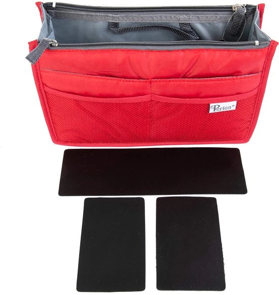 Organizzatore per borse con pezzi in plastica in ingresso – Adatto per tutte le borse – 13 tasche (rosso, piccolo)